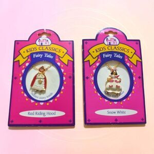 Vintage Kids Classics Fairy Tale Necklace Set, Red Riding Hood & Snow White